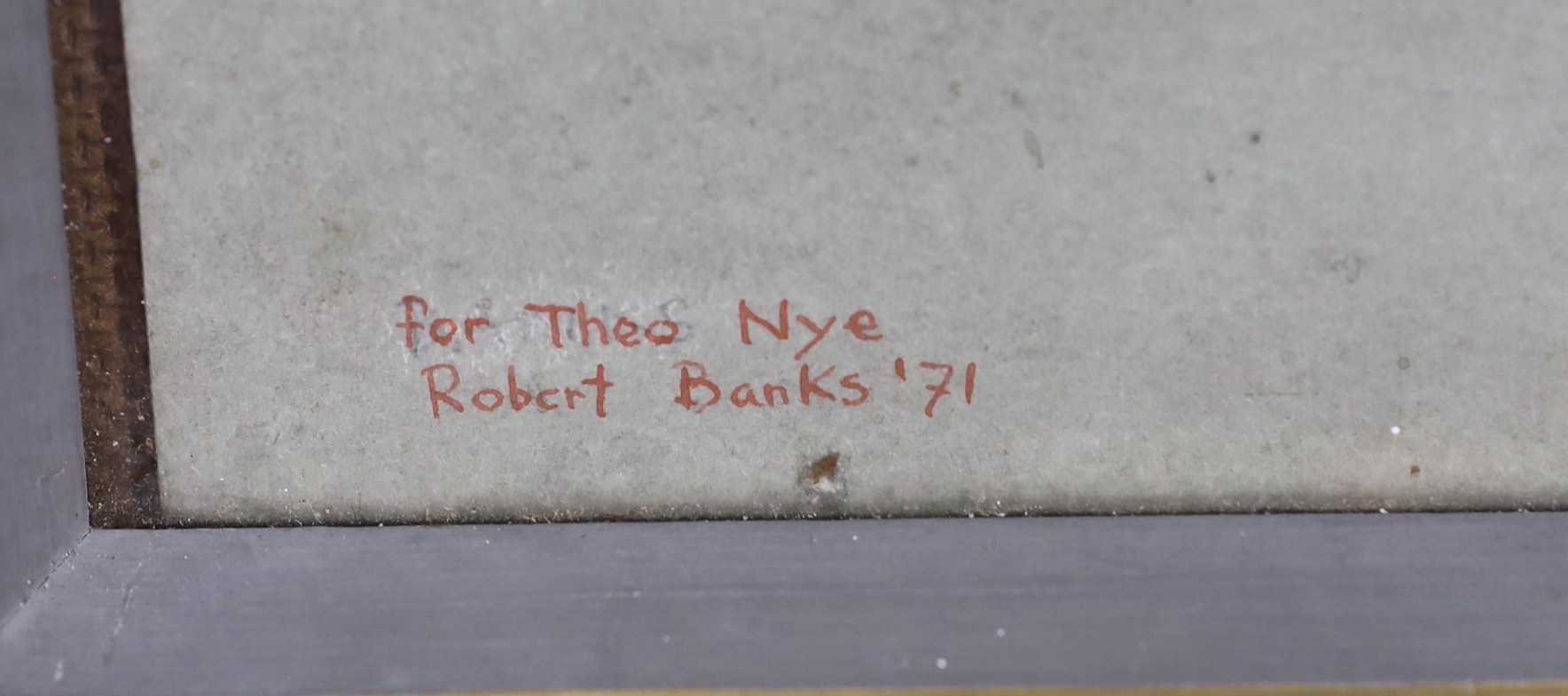 Robert Banks (1911-2001), watercolour, Study of old villa walls, signed and dated '71 and inscribed 'For Theo Nye', 17 x 46cm